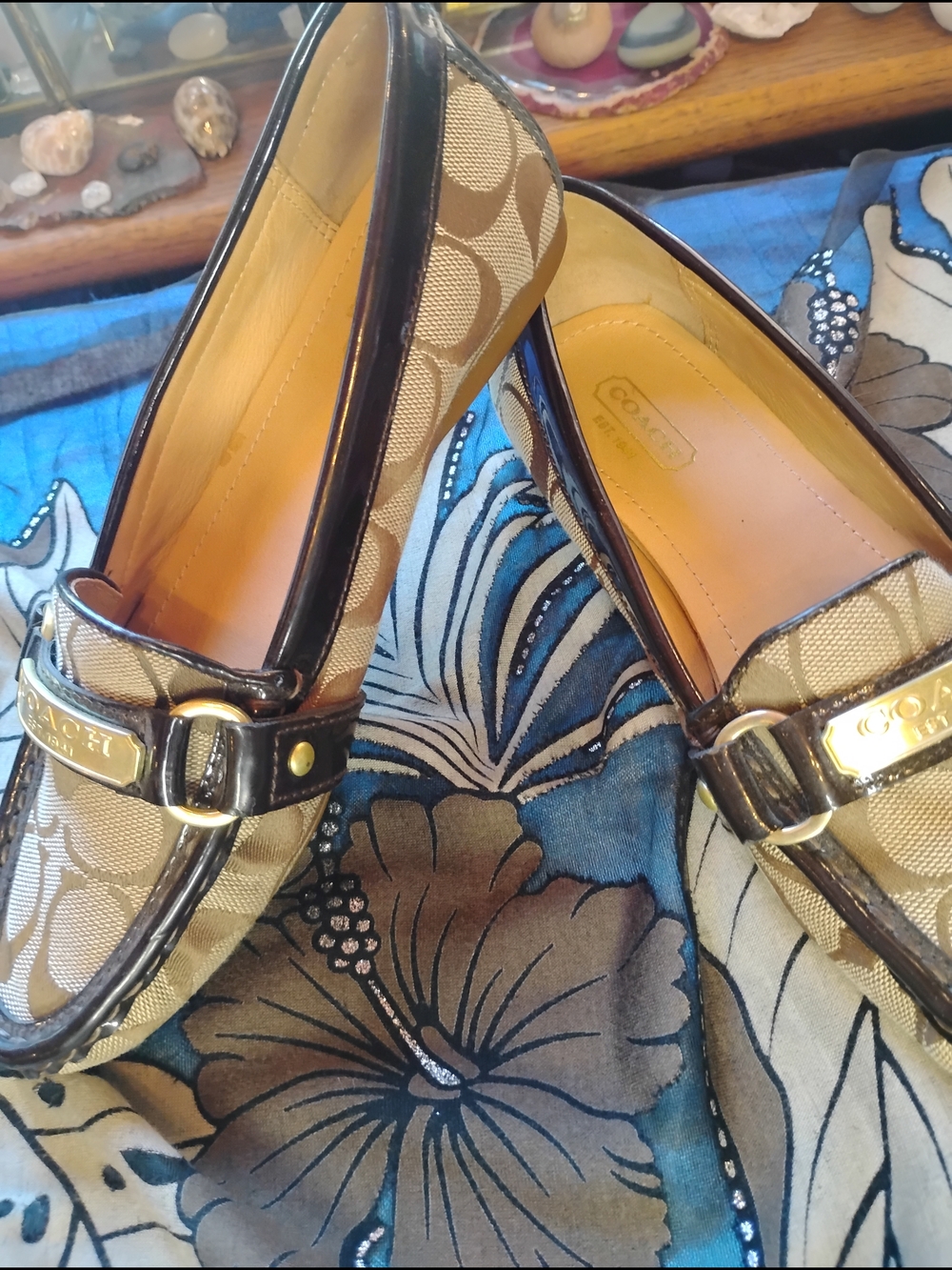 Coach Brown Signature Canvas Loafers with Dark Brown Trim - Picture 5 of 16